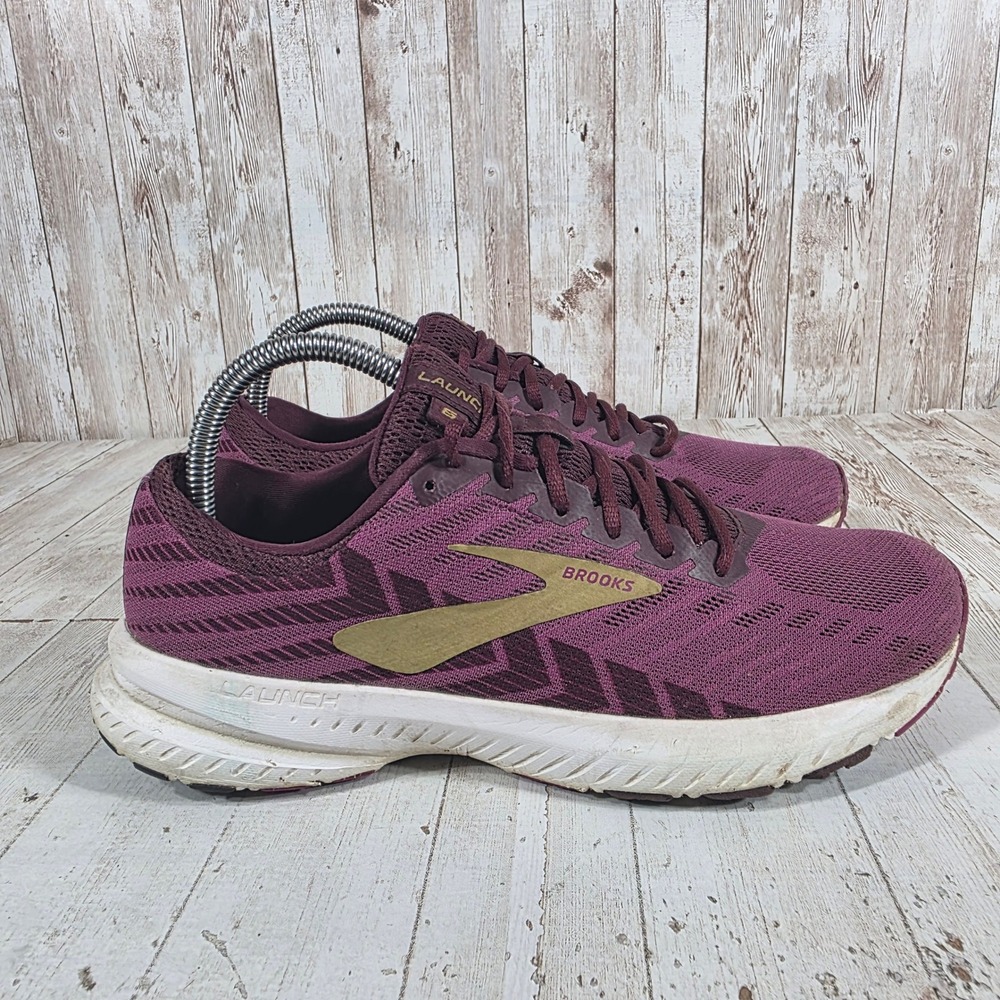 Brooks Launch 6 Womens 8.5 Running Shoes Burgundy Gold 1202851B553